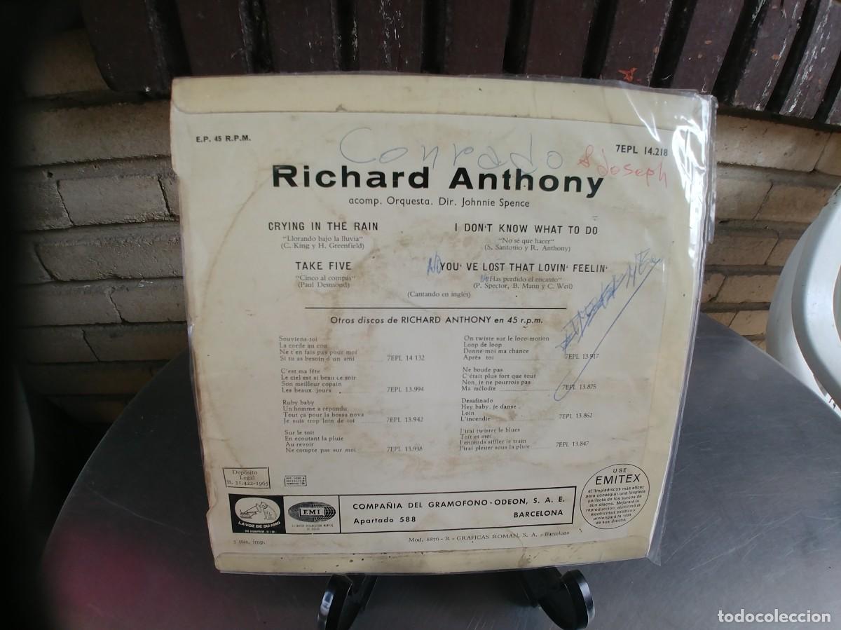 Discos de vinilo: RICHARD ANTHONY-EP CRYING IN THE RAIN +3 - Foto 2