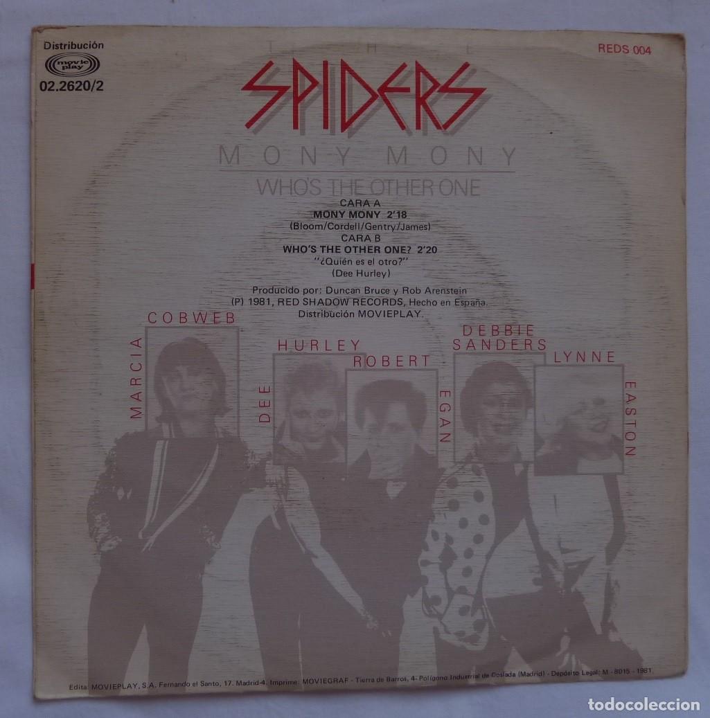 Discos de vinilo: SPIDERS // MONY MONY // 1981 // PROMOCIONAL // SINGLE - Foto 2