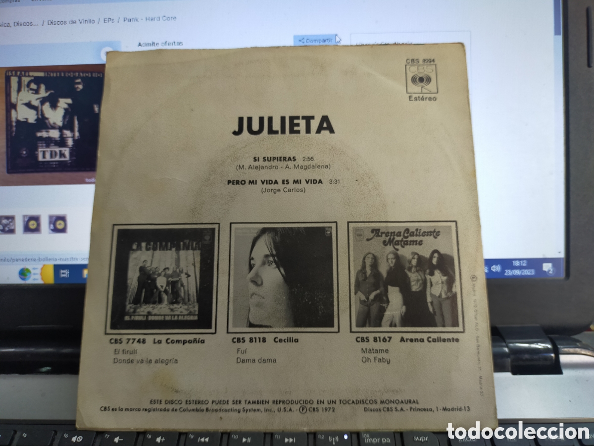 Discos de vinilo: Julieta single si supieras 1972 - Foto 2