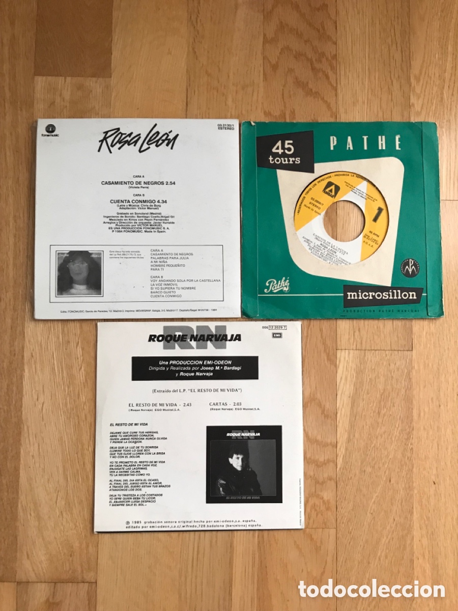 Discos de vinilo: Lote 3 singles Rosa Leon y Roque Navaja - Foto 2