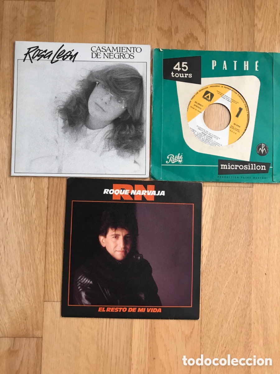 Discos de vinilo: Lote 3 singles Rosa Leon y Roque Navaja - Foto 1