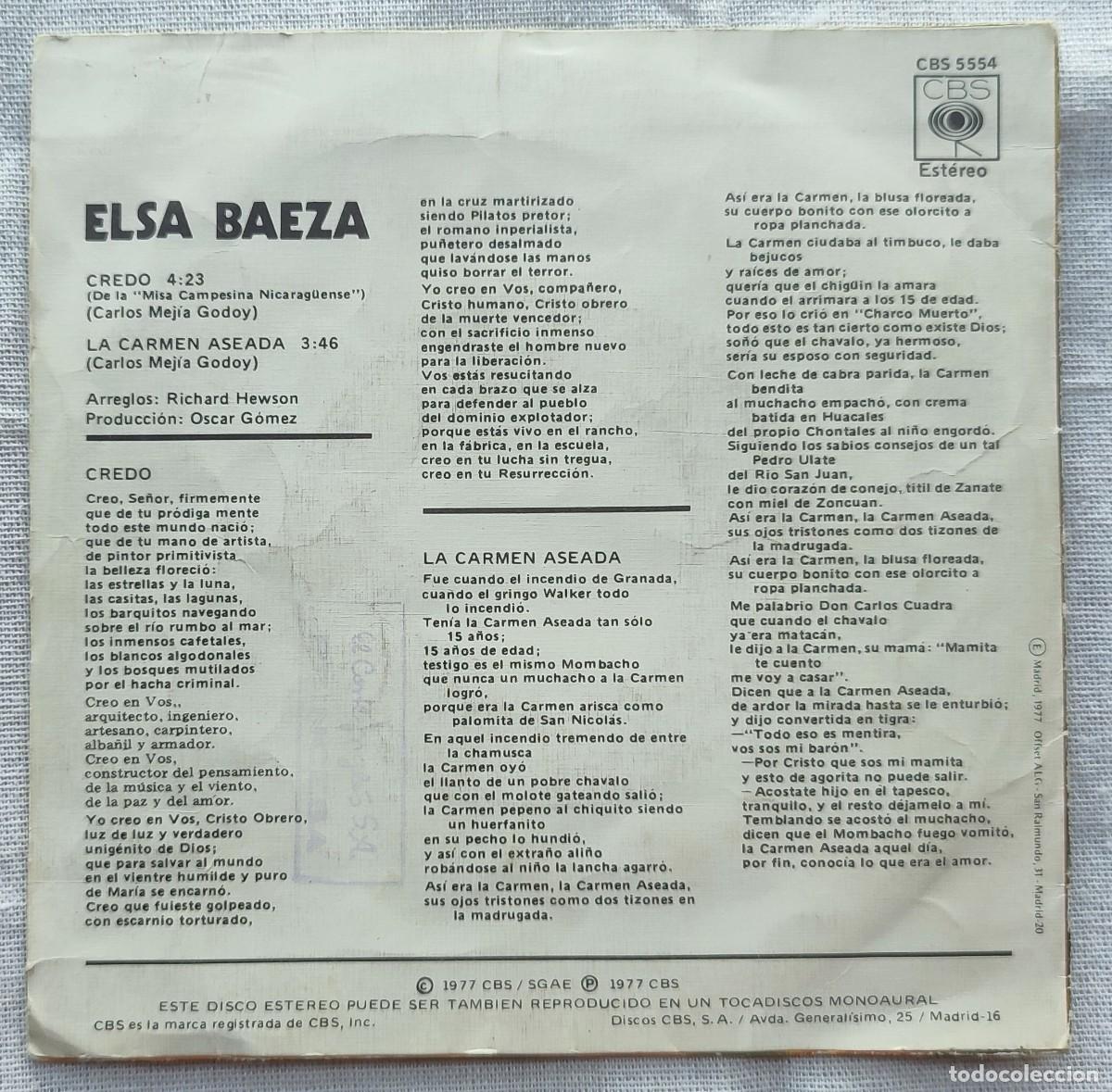 Discos de vinilo: Elsa Baeza / Credo / la Carmen aseada / CBS - Foto 2