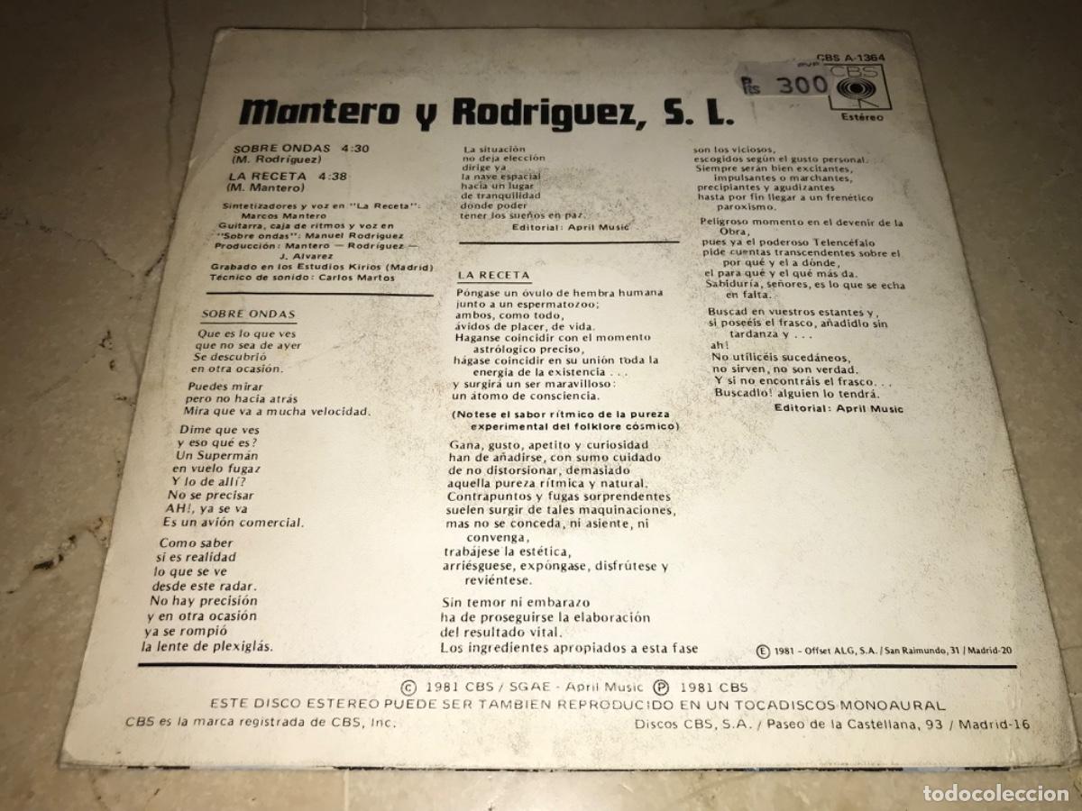 Discos de vinilo: MANTERO Y RODRIGUEZ S.L.-SOBRE ONDAS - Foto 2