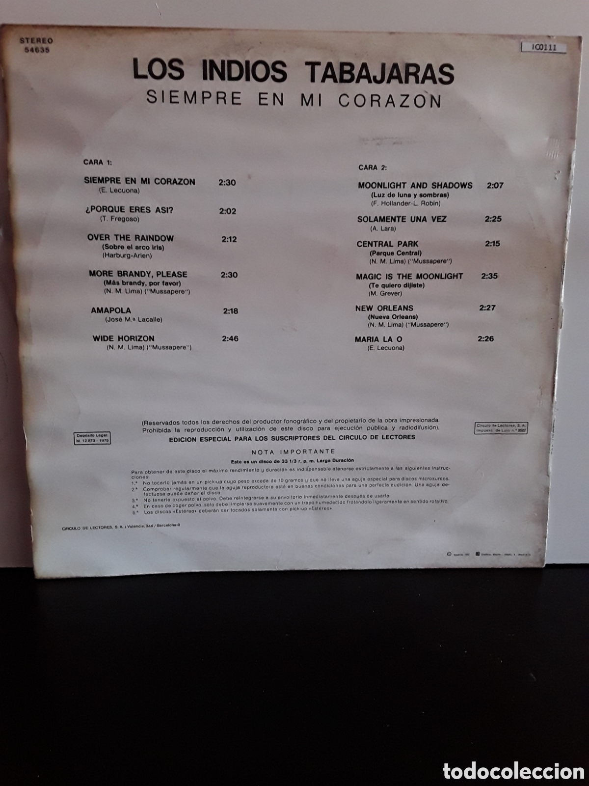Discos de vinilo: Los Indios Tabajaras &lrm;&ndash; Siempre En Mi Coraz&oacute;n - Foto 2
