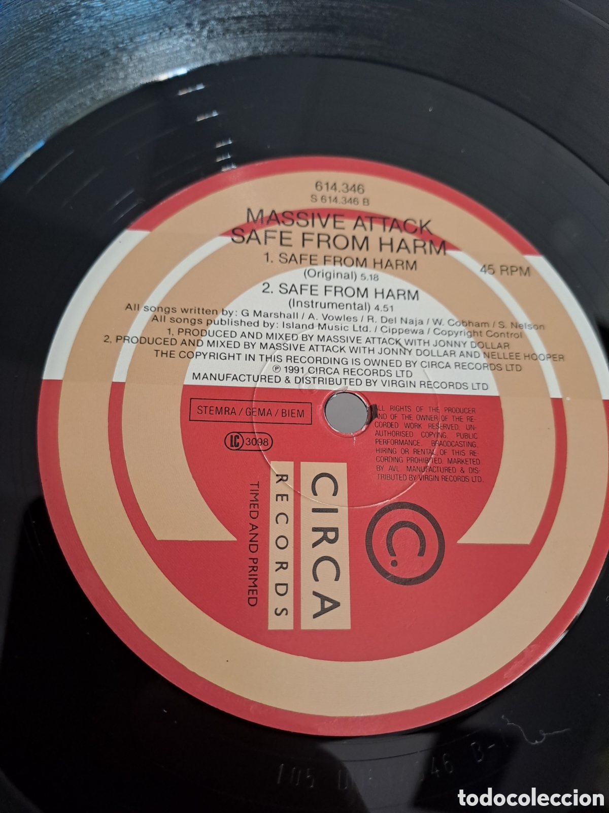 Discos de vinilo: MASSIVE ATTACK SAFE FROM HARM - Foto 4