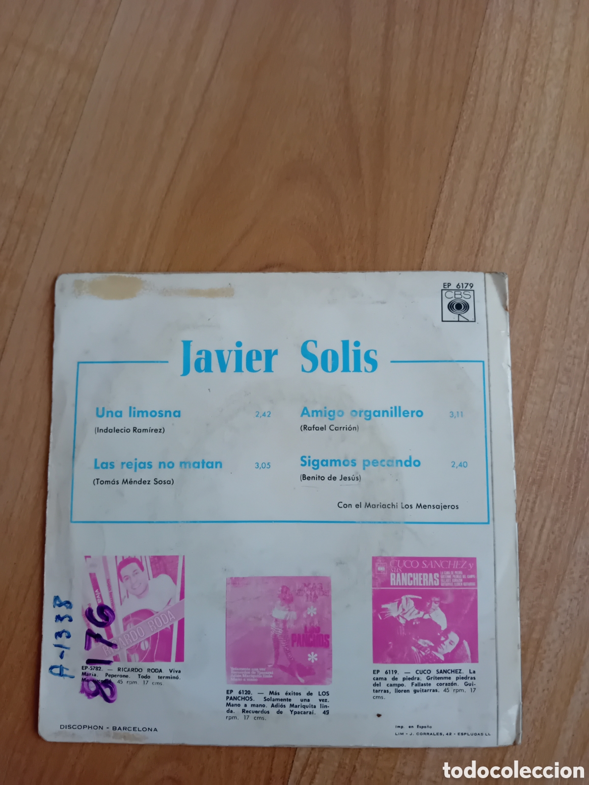 Discos de vinilo: JAVIER SOLIS. UNA LIMOSNA - Foto 2