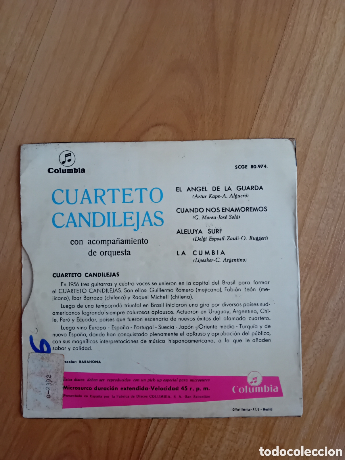 Discos de vinilo: CUARTETO CANDILEJAS. EL ANGEL DE LA GUARDA - Foto 2