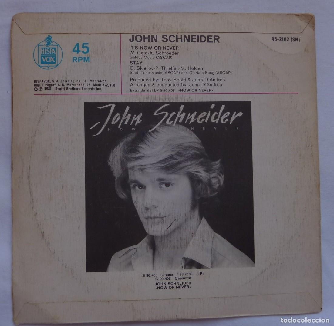 Discos de vinilo: JOHN SCHNEIDER // ITS NOW OR NEVER // 1981 // SINGLE - Foto 2