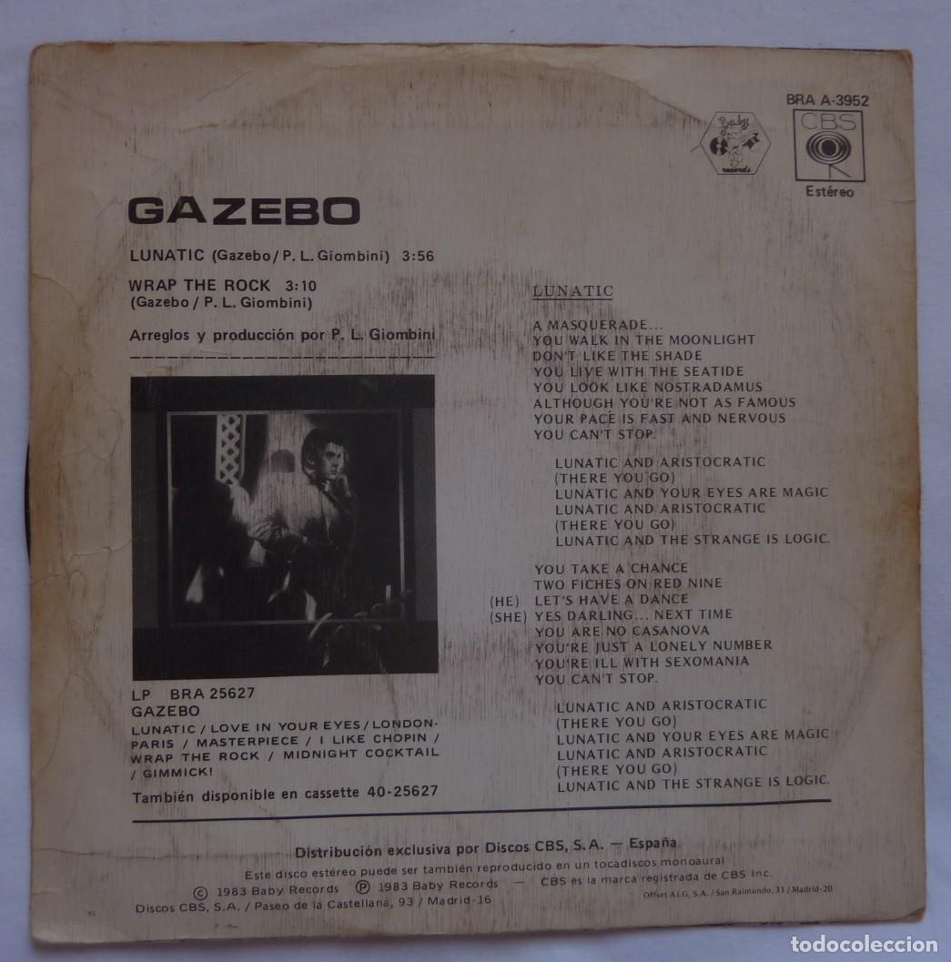 Discos de vinilo: GAZEBO // LUNATIC // 1983 // SINGLE - Foto 2
