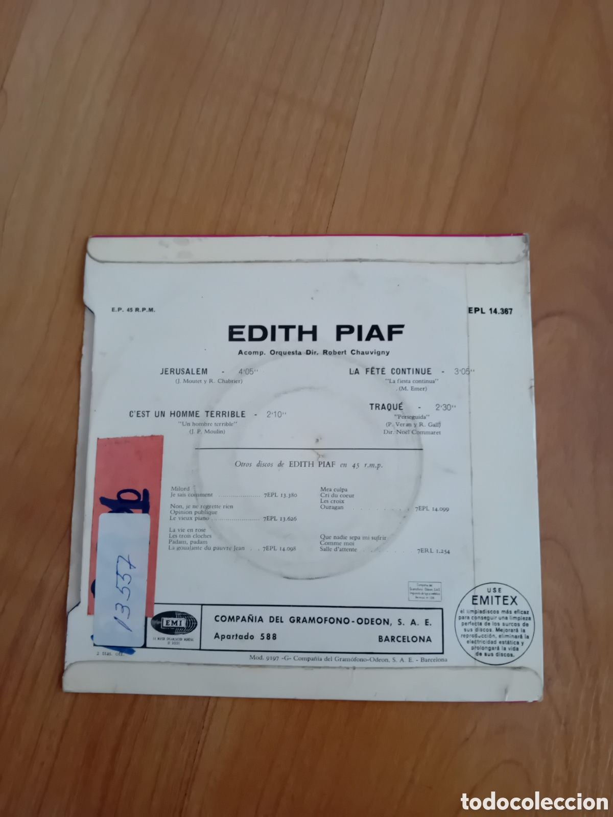 Discos de vinilo: EDITH PIAF. JERUSALEM - Foto 2