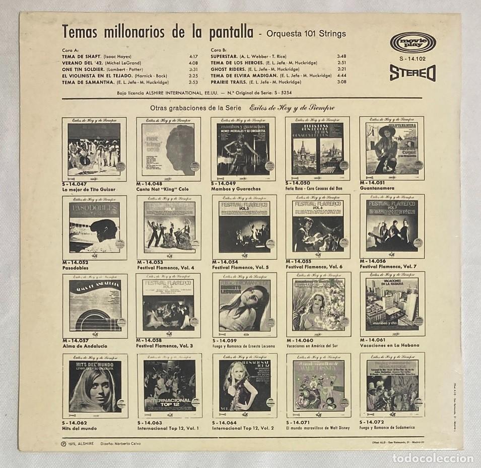 Discos de vinilo: TEMAS MILLONARIOS DE LA PANTALLA. ORQUESTA 101 STRINGS (075VIN) - Foto 2