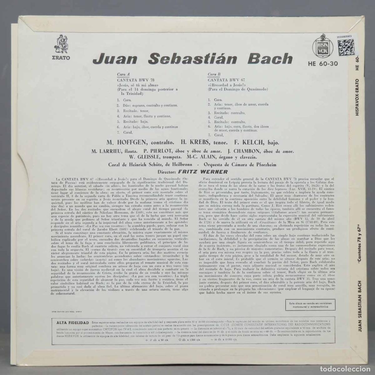 Discos de vinilo: LP. BACH. CANTATA 78, 67. WERNER - Foto 2