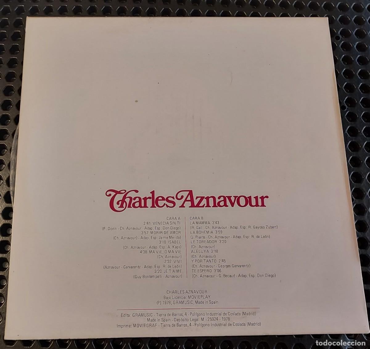 Discos de vinilo: CHARLES AZNAVOUR - LOS EXITOS - LP GRAMUSIC 1978 - Foto 2