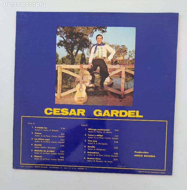 Discos de vinilo: SU MAJESTAD EL TANGO. C&Eacute;SAR GARDEL. LP. TDKDA37 - Foto 2