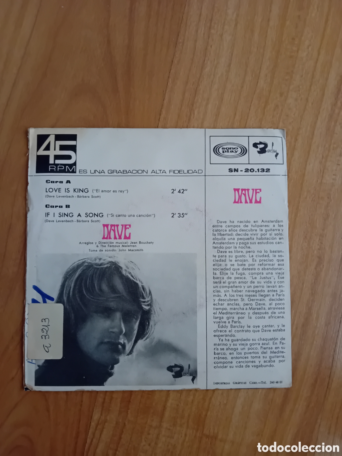 Discos de vinilo: DAVE. LOVE IS KING - Foto 2