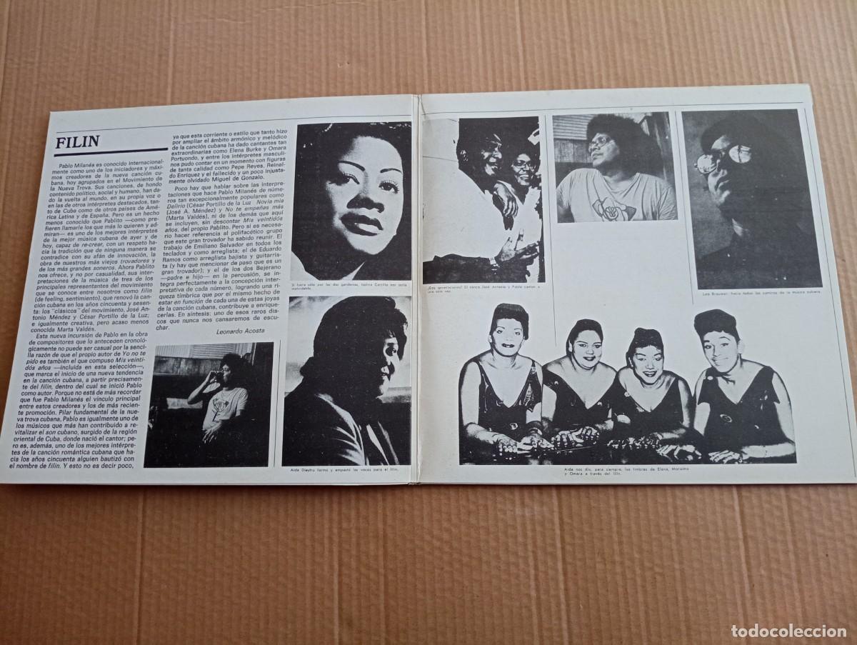 Discos de vinilo: PABLO MILANES - FILIN LP - Foto 3