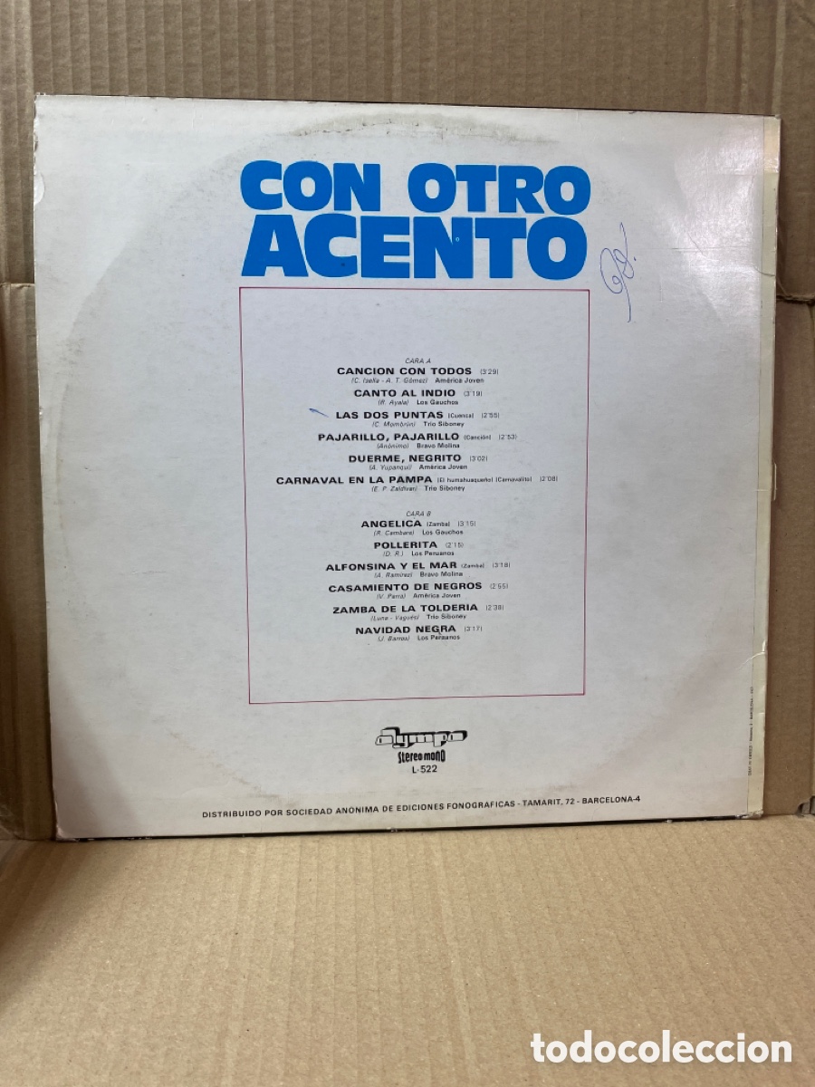 Discos de vinilo: LP CON OTRO ACENTO. VINILO EN BUEN ESTADO. - Foto 2