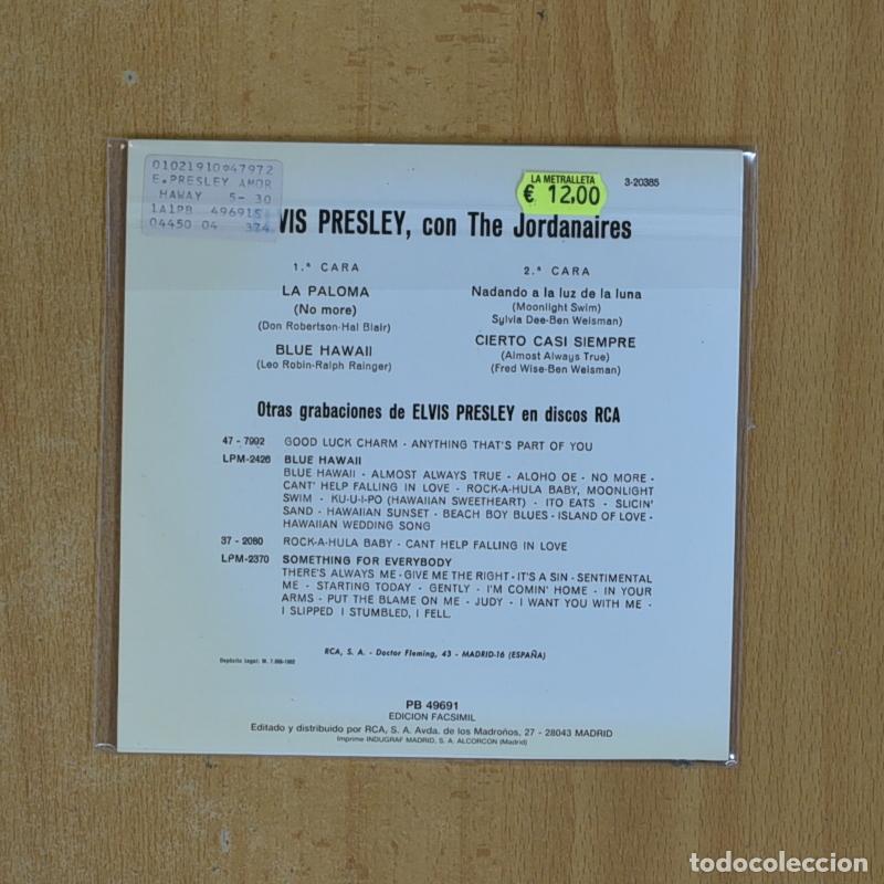 Discos de vinilo: ELVIS PRESLEY - LA PALOMA + 3 - EP - Foto 2
