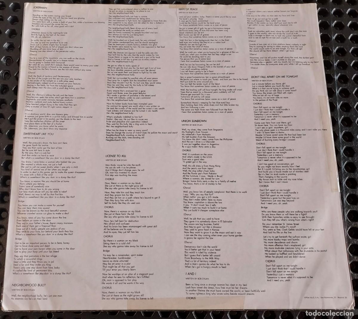 Discos de vinilo: BOB DYLAN - INFIDELS - LP PROMO LABEL BLANCO CBS - Foto 2
