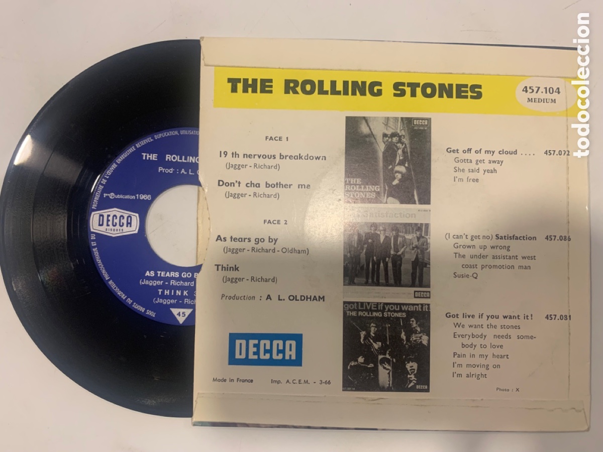 Discos de vinilo: Single ep de 1966 The Rolling Stones - 19th Nervous Breakdown - Foto 2