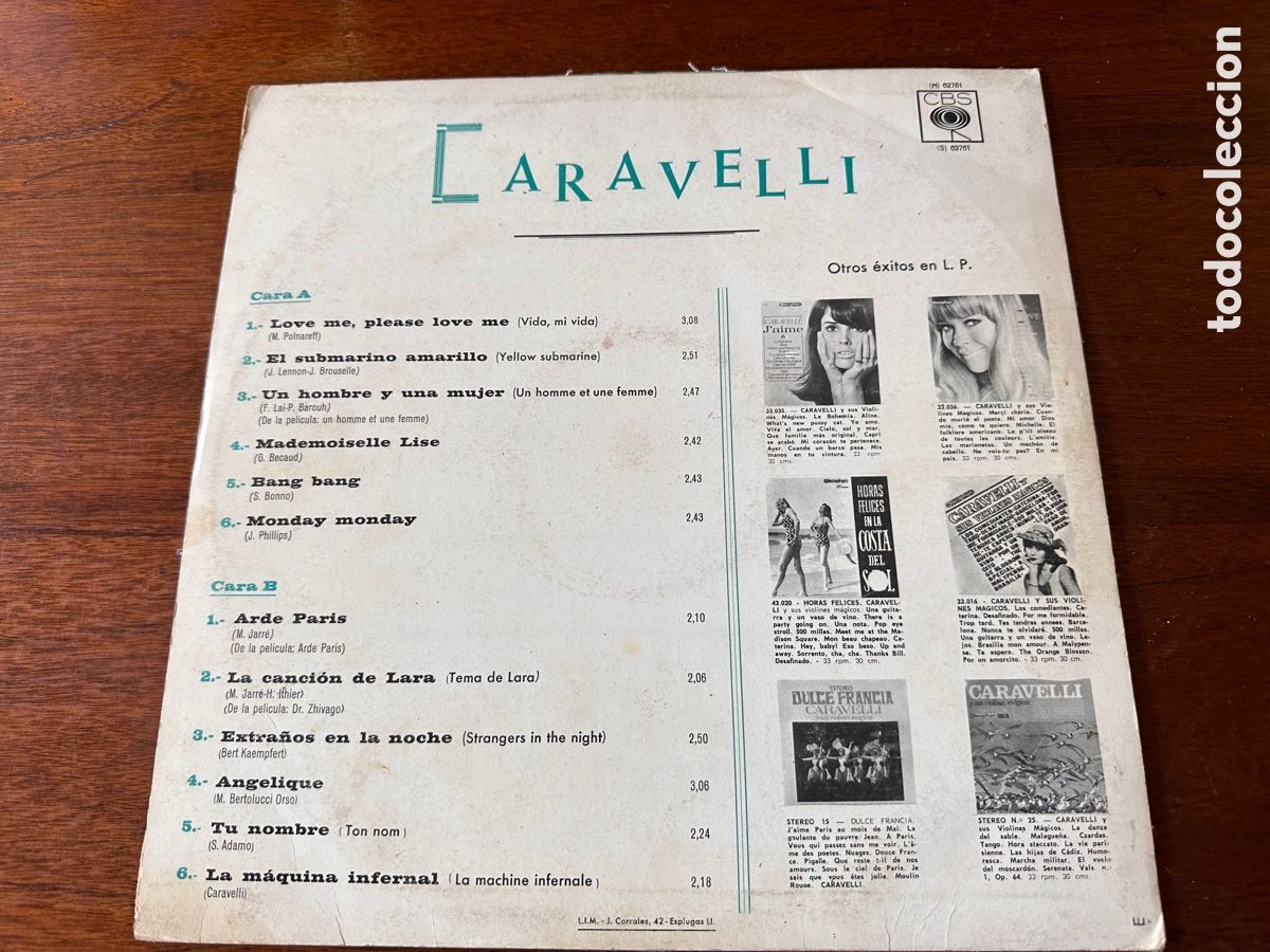 Discos de vinilo: CARAVELLI - PLESE LOVE ME 1966 CBS - Foto 2