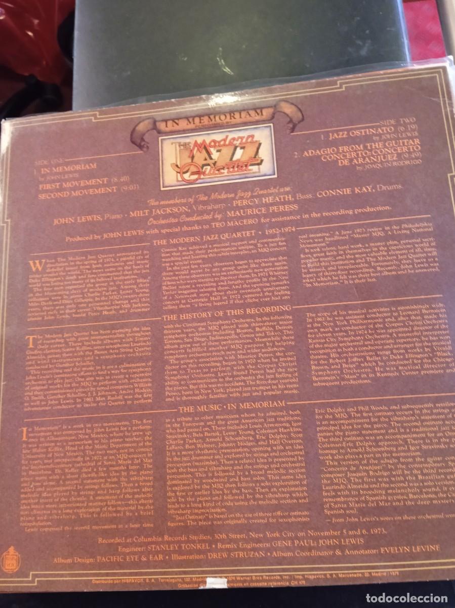 Discos de vinilo: THE MODERN JAZZ QUARTET- IN MEMORIAM LP - Foto 2