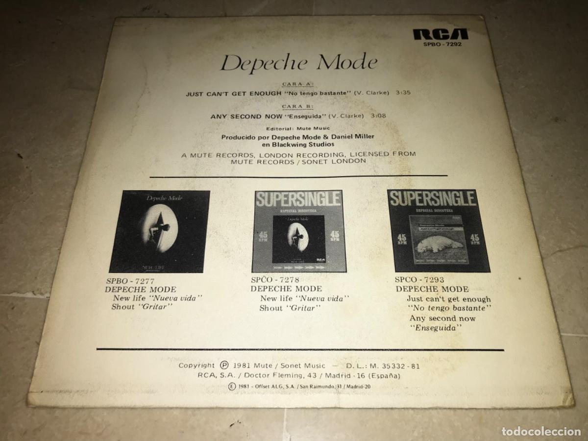 Discos de vinilo: DEPECHE MODE-JUST CAN&acute;T GET ENOUGHT-ORIGINAL ESPA&Ntilde;OL 1981 - Foto 2