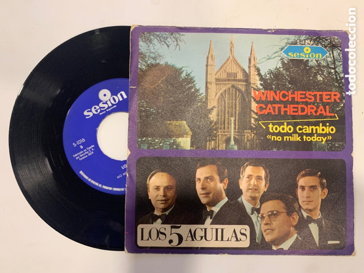Discos de vinilo: Single ep Los 5 Aguilas - Winchester Cathedral de 1966 - Foto 2