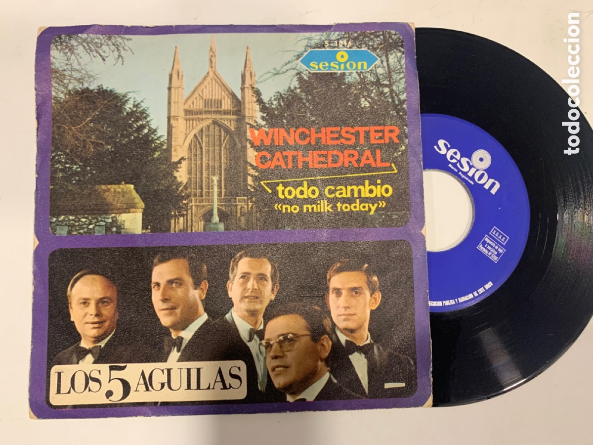 Discos de vinilo: Single ep Los 5 Aguilas - Winchester Cathedral de 1966 - Foto 1