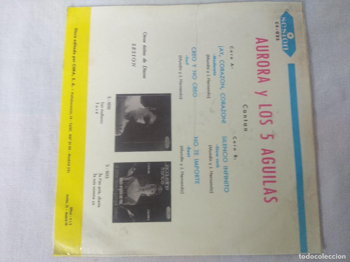 Discos de vinilo: AURORA Y LOS 5 AGUILAS/AY,CORAZON/SINGLE. - Foto 3