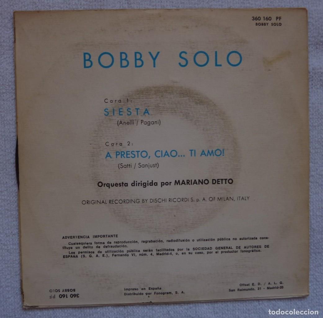 Discos de vinilo: BOBBY SOLO // SIESTA // 1968 // SINGLE - Foto 2