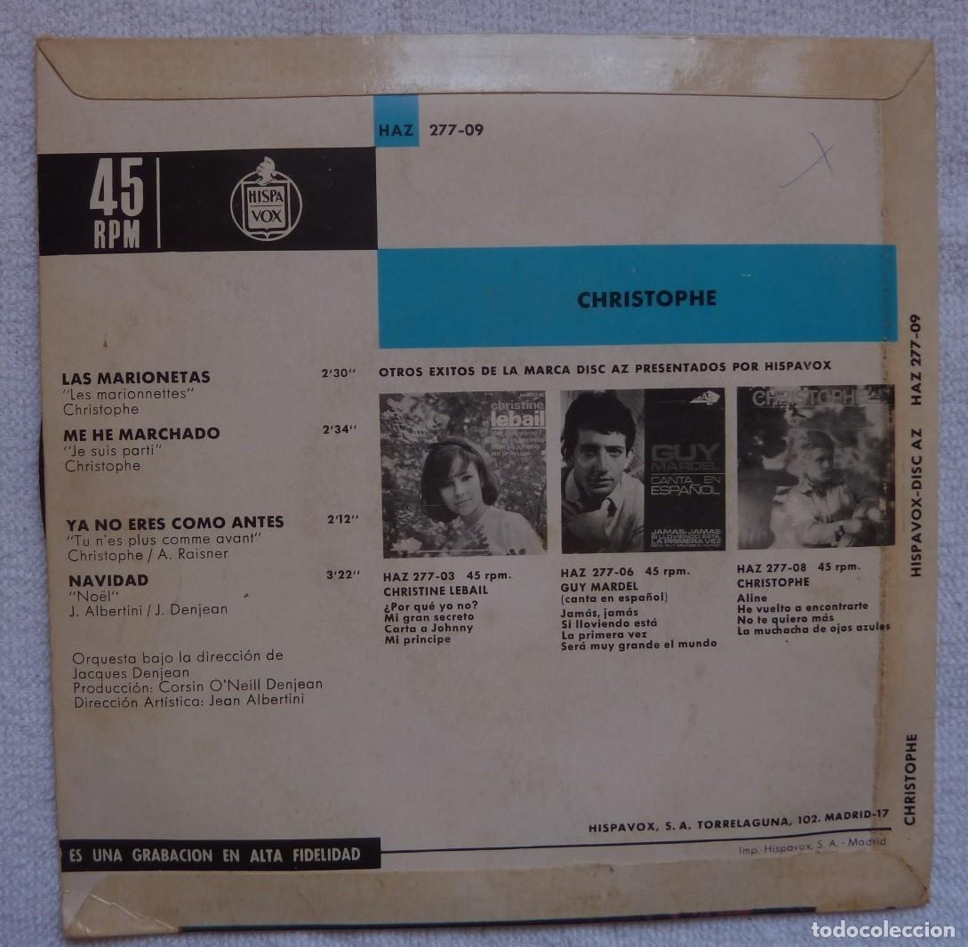 Discos de vinilo: CHRISTOPHE // LAS MARIONETAS+3 // 1963 // EP - Foto 2