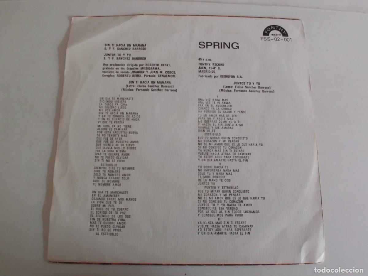 Discos de vinilo: SPRING-SINGLE SIN TI HACIA UN MA&Ntilde;ANA - Foto 2