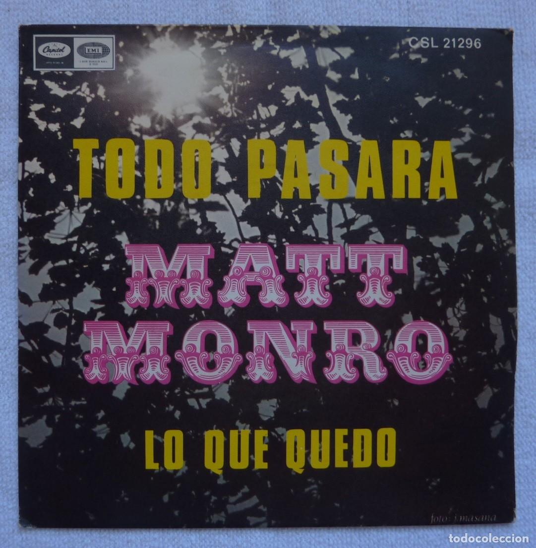 Discos de vinilo: MATT MONRO // TODO PASARA // 1969 // SINGLE - Foto 1