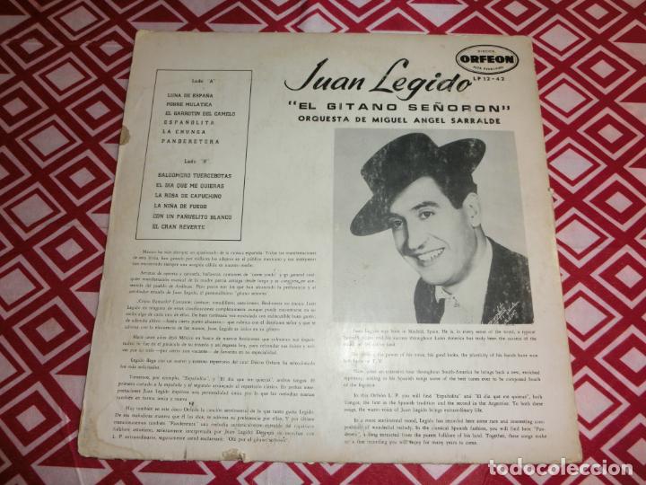 Discos de vinilo: Juan Legido - El gitano se&ntilde;oron - Foto 2