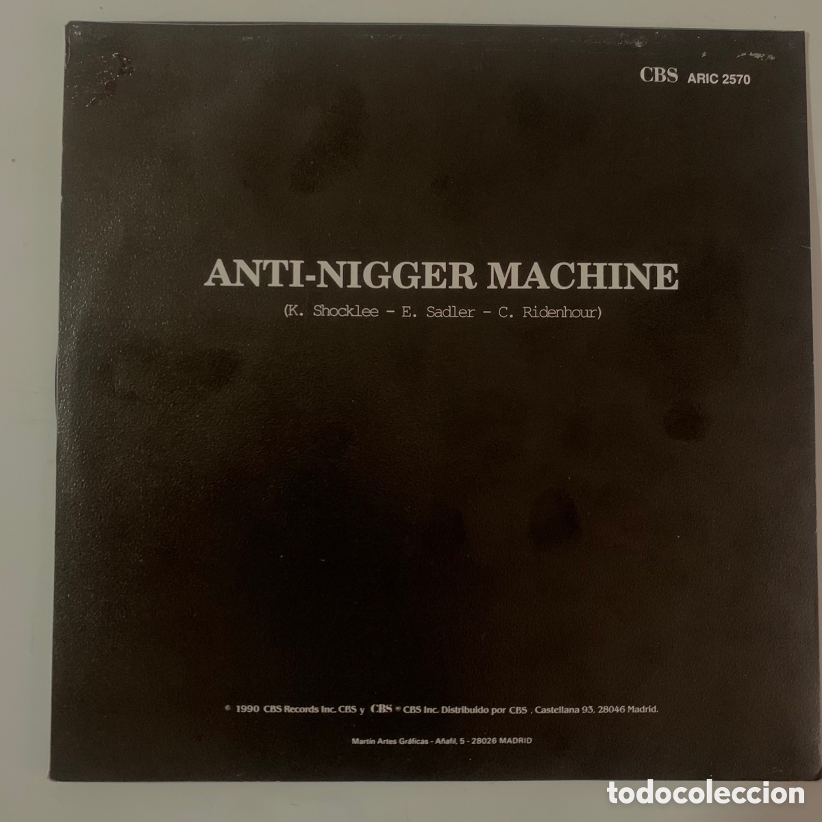 Discos de vinilo: single public enemy anti-nigger machine de 1990 - Foto 2