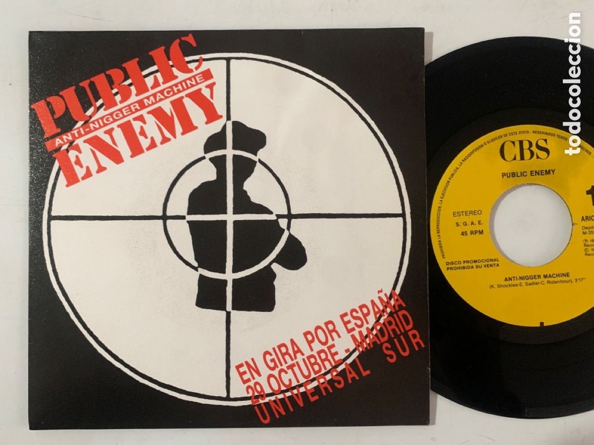 Discos de vinilo: single public enemy anti-nigger machine de 1990 - Foto 1