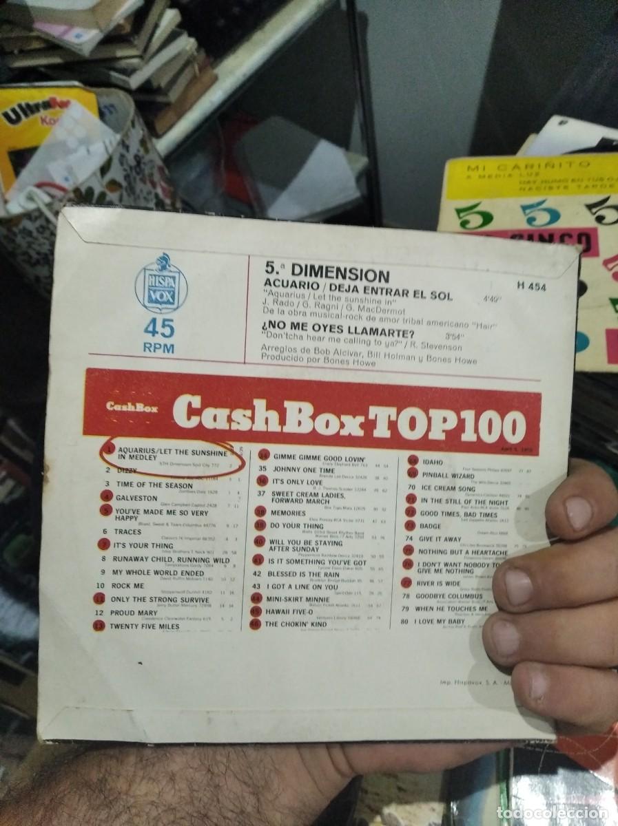 Discos de vinilo: SINGLE THE FIVE 5TH DIMENSION AQUARIUS - Foto 2