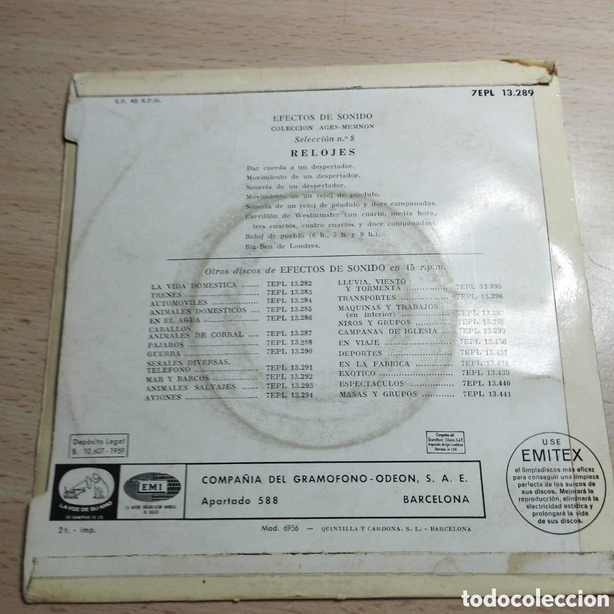 Discos de vinilo: EP 7&rdquo; Efectos de Sonido 1959 Relojes. - Foto 3