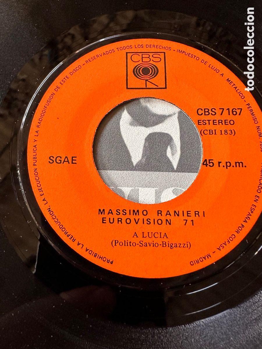 Discos de vinilo: EUROVISION 71. MASSIMO RANIERI. LAMORE E UN ATTIMO - Foto 5