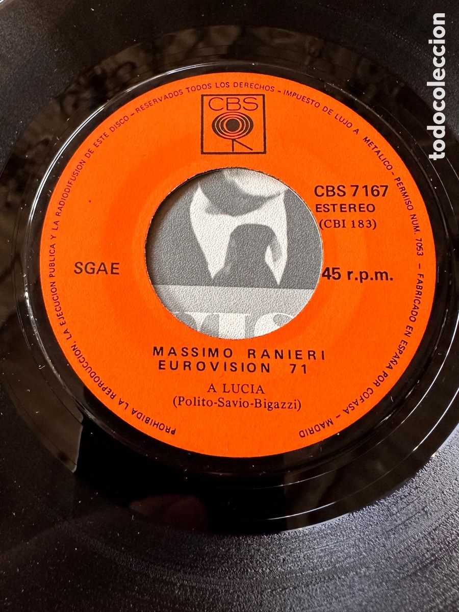 Discos de vinilo: EUROVISION 71. MASSIMO RANIERI. LAMORE E UN ATTIMO - Foto 6