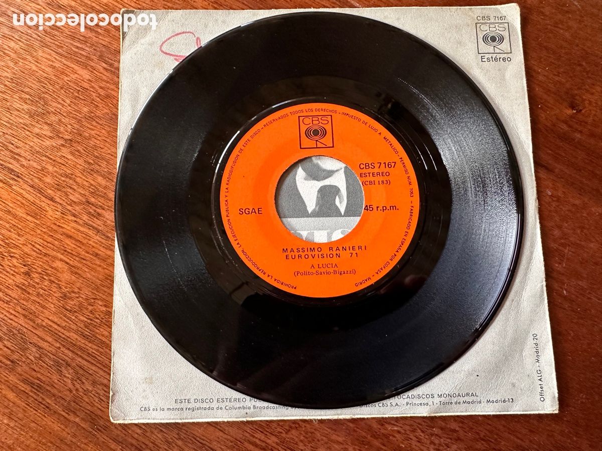 Discos de vinilo: EUROVISION 71. MASSIMO RANIERI. LAMORE E UN ATTIMO - Foto 7