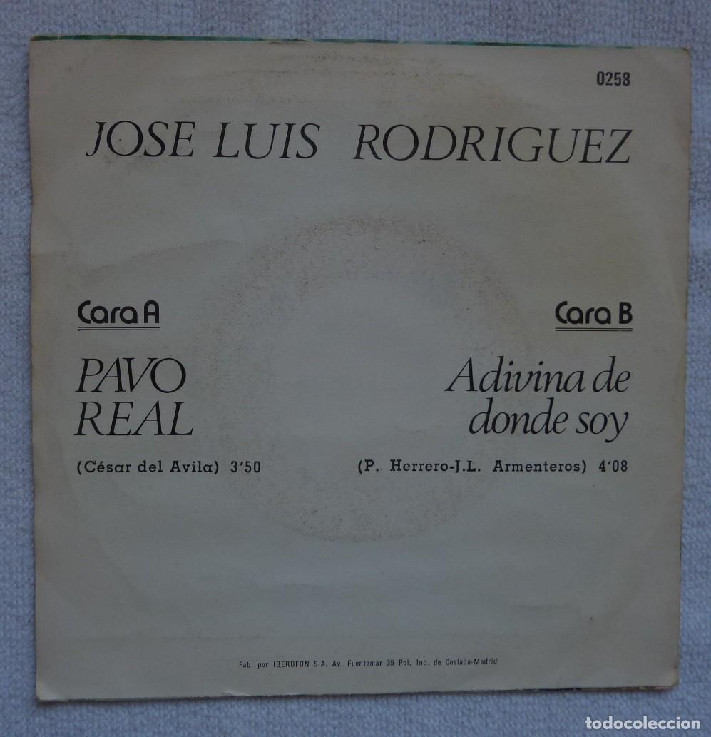 Discos de vinilo: JOSE LUIS RODRIGUEZ // PAVO REAL // 1981 // SINGLE - Foto 2