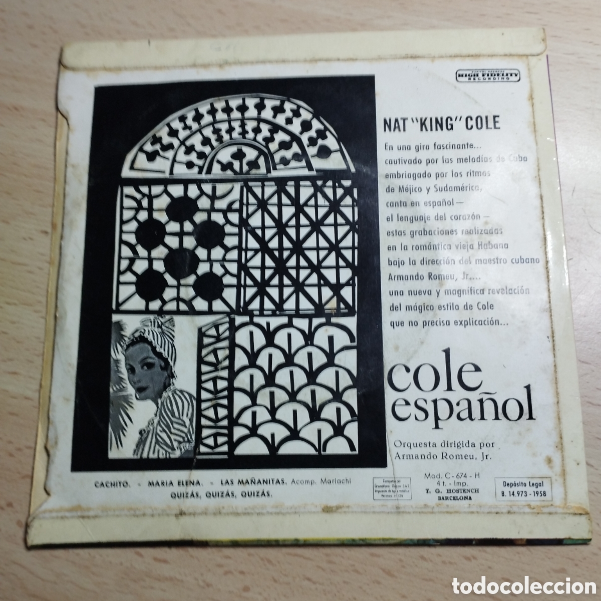 Discos de vinilo: EP 7&rdquo; Nat King Cole 1958 Cachito + 3. - Foto 2