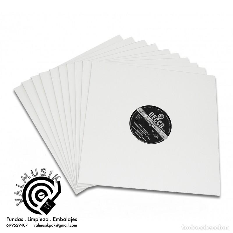 Discos de vinilo: 10 FUNDAS DE CART&Oacute;N BLANCO BRILLANTE PARA DISCOS DE VINILO LP - NUEVAS -