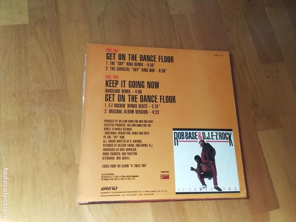 Discos de vinilo: Rob Base & D.J. E-Z Rock-get on dance floor. Maxi - Foto 2