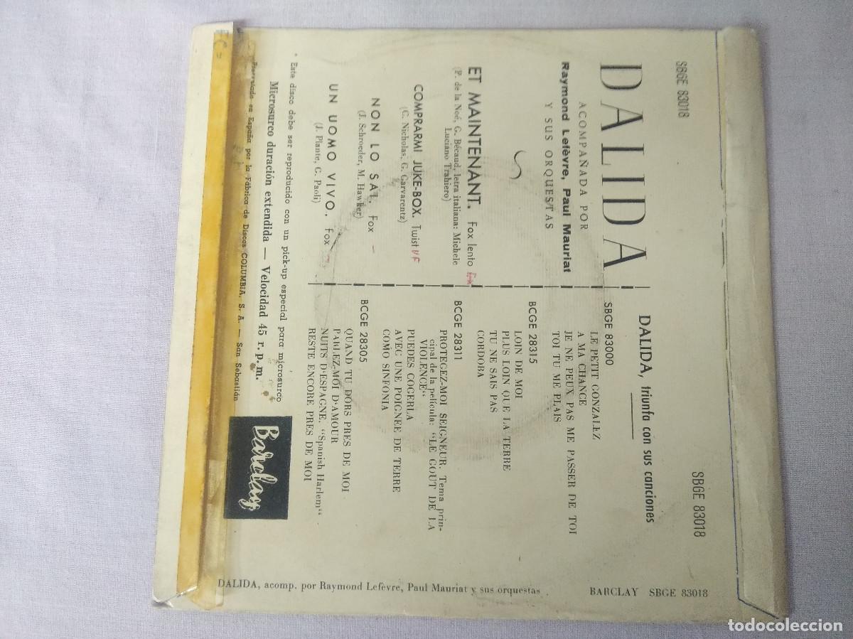 Discos de vinilo: DALIDA/ET MAINTENANT/SINGLE. - Foto 3