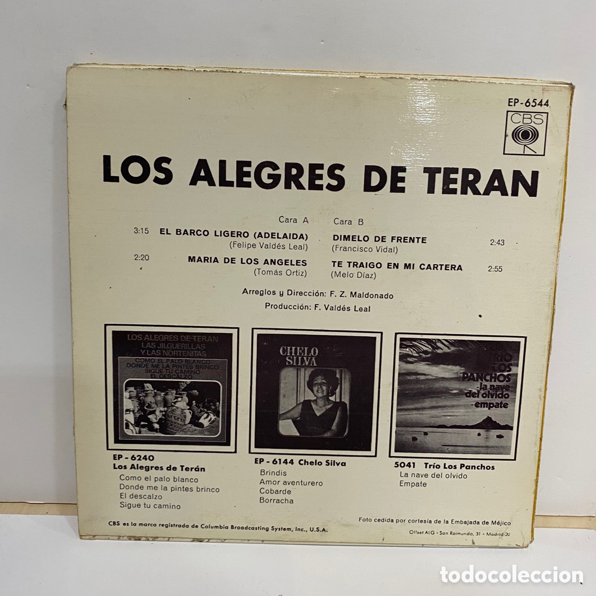 Discos de vinilo: Los Alegres De Ter&aacute;n - El Barco Ligero (Adelaida) (7&rdquo;, EP) - Foto 2
