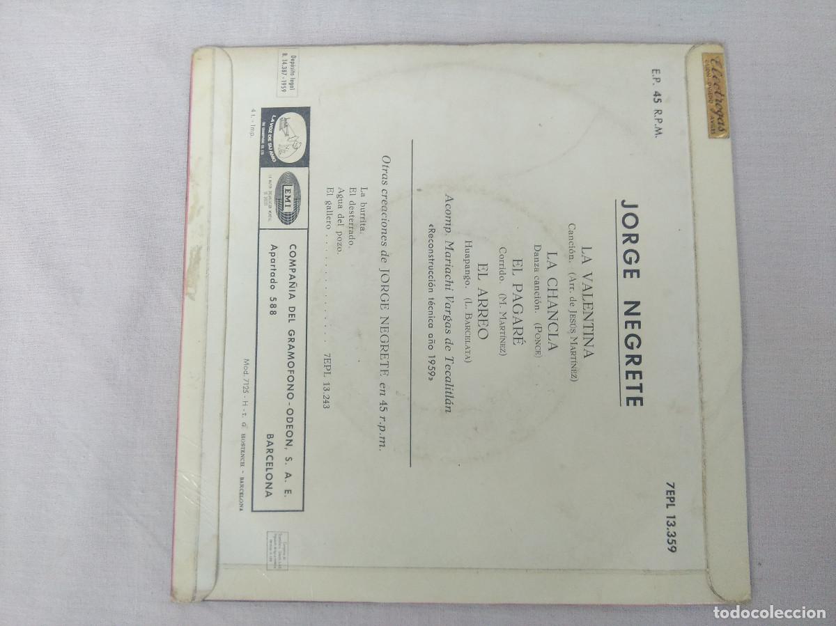 Discos de vinilo: JORGE NEGRETE/LA VALENTINA/SINGLE. - Foto 3