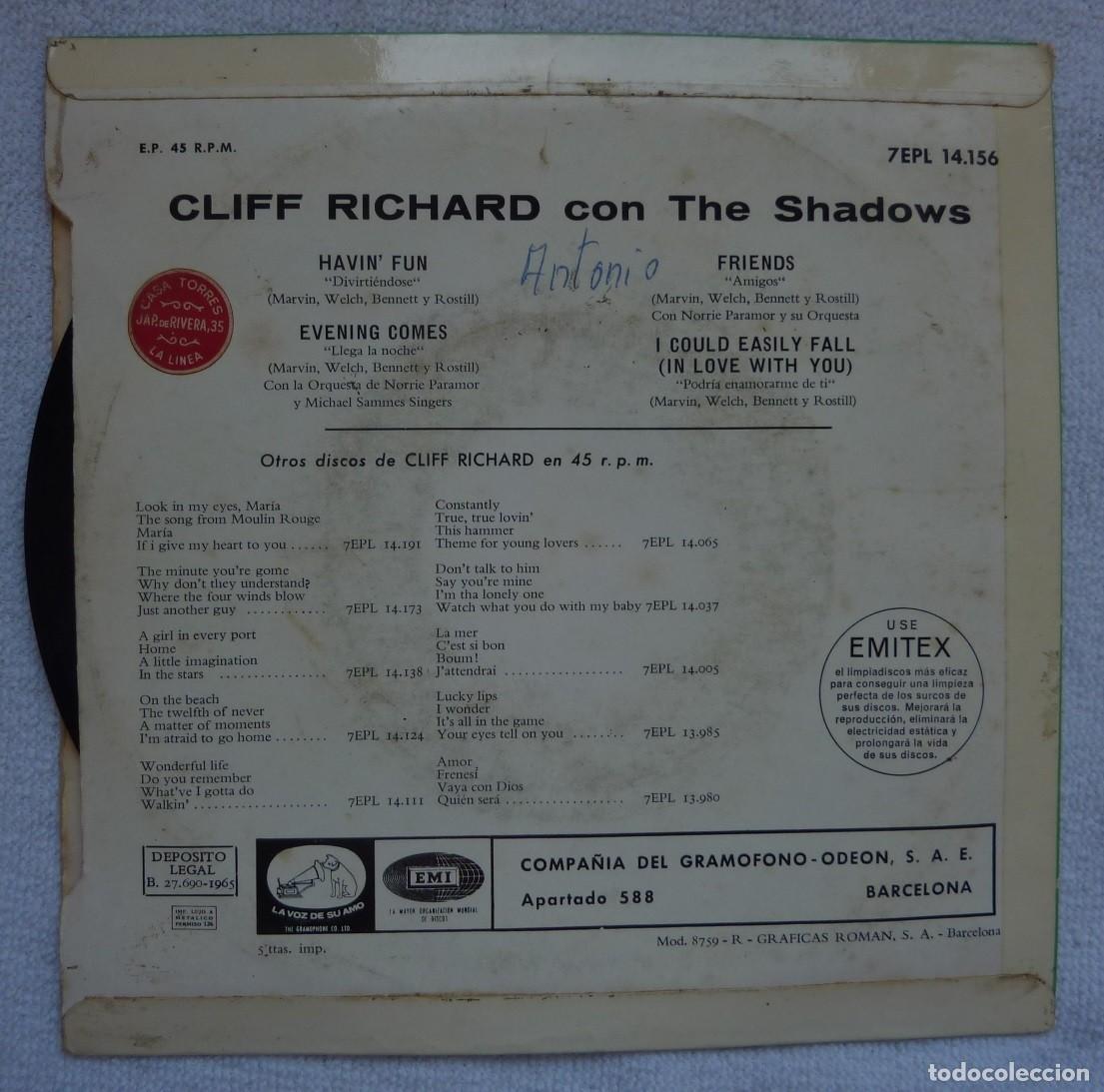Discos de vinilo: CLIFF RICHARD // HAVIN FUN+3 // 1965 // EP - Foto 2